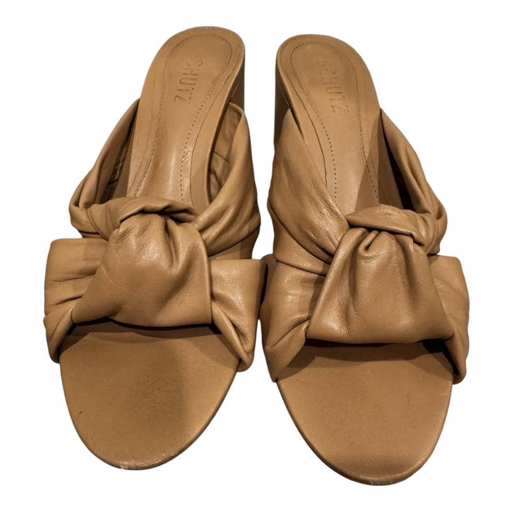 Schutz Leather Knotted Block Heel Mules β Size 8.5B π β¨ - Picture 1 of 6